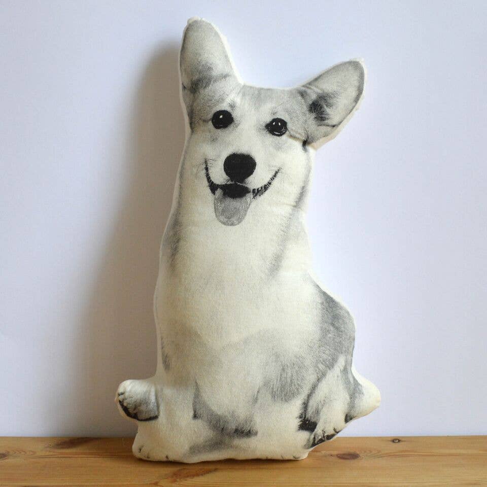 Corgi Silhouette Printed 3 x 9 x 16 Realistic Dog Pillow